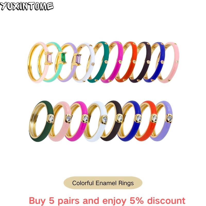 Aglaonema Red - 24k Gold-Plated Silver Colorful Enamel Rings
