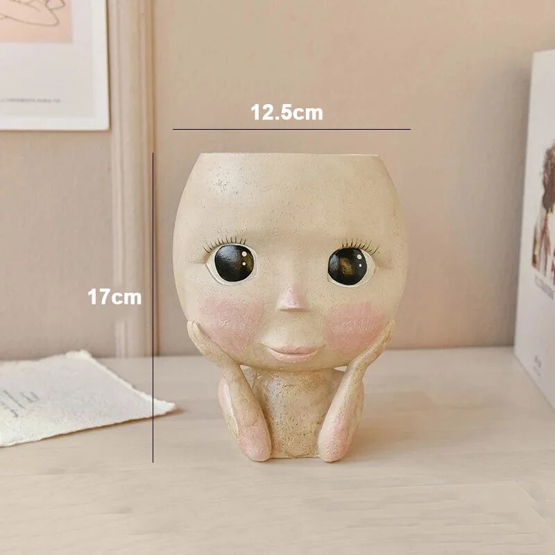 Girls Face Head Flower Planter - Echeveria Succulent recension och pris